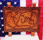 Tooled Leather Wall Hanging World Map 