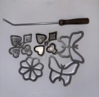 Vintage Rosette Iron Cookie Mold Set Of 5 Aluminum Pieces And Rod