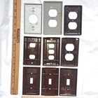  lot Of 9  Vintage Mcm Ribbed Toggle Push Light Switch Plate Wall Outlet Covers