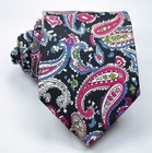 New Classic Paisley Black Blue White Rose Woven 100  Cotton Men s Tie Necktie
