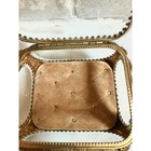 Vintage Filigree Jewelry Casket Footed Box With Beveled Glass