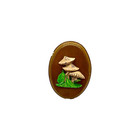Mushroom Plaque Wall Hanging Chalkware Retro 70s Kitsch Decor Tan Green Brown