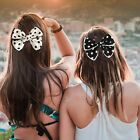 Large Polka Dot Bow Hair Clips - Handmade Grosgrain Ribbon Silky Bow Hair Bar   