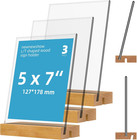 5 x7  Acrylic Sign Holder With Wood Base Wood Sign Holder Vertical Or Slant B   