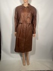 Vintage 90s 80s Wilsons Brown Leather Zip Up Trench Coat Size S