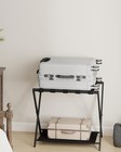 Folding Luggage Rack Suitcase Stand With Shelf Foldable Steel Frame Nylon Straps