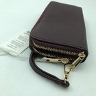 New W Tags Women s Alyssa Purple Plum Double Zip Around Wallet Wristlet Vegan
