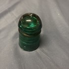 Vintage Glass Insulator Brookfield Teal 3 5    H X 2 25    W