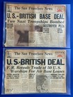 Lot Of 2 Ww2 Wwii 1940 Newspaper Headline Battle Of Britain  Trade Deal  Map 