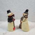 Vintage Snowman Couple 5  White Glittered Christmas Holiday Winter Decor