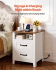 Uimoso Farmhouse Nightstands With Charging Station And 2 Drawers  Set Of 2
