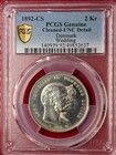 1892 Denmark 2 Kroner     Pcgs Unc Details     Silver Royal Wedding Christian   7 5 