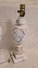 Vintage Pair Of Art Deco Carved Alabaster Marble Look Table Lamps Free Shipping