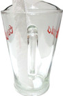Vintage Coors Beer Glass Pitcher Clear Red Graphics 9 1 8  Tall Holds 48-56 Oz 