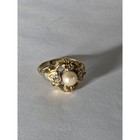 Vintage Costume Gold Pearl And Crystal Accent Ring - Women s Fashion Jewelry 5 5