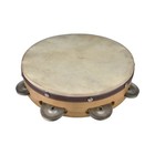 Wood Frame Tambourine With Natural Skin Head And Metal Jingles