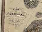Large Framed Vintage Map Of Europe   1842 Lapie Style   Elegant Home Decor