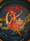 Vintage 40s Miller High Life Girl On The Moon Round Tray -  best Milwaukee Beer 