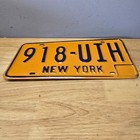 Vintage New York Ny License Plate Orange Blue 918-uih Car Truck Plate Tag