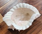 Vtg Planter Atlantic Mold Conch Seashell Med  Iridescent White 11    X 7    Ceramic 