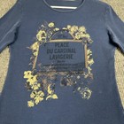 Sledge Usa Thermal Shirt Women M Blue Long Sleeve Waffle Knit Graphic Floral Y2k