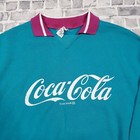 Vtg 80s 90s Coca Cola Coke Sweater Mens Small Blue Teal Usa Retro