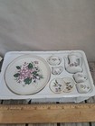 Vintage Doll House Miniature Porcelain Tea Set Flower Pattern 10pcs   4839l480