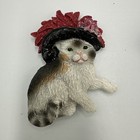 Lot Of 2 Vtg Refrigerator Magnet Cat Fancy Hat 2005 Cat Lover Gift Sparkle Cute