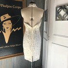 Vintage 80s 90s White And Gold Beaded Sho Max Original Mini Dress
