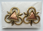 Vintage Gold Tone Copper Mcm Beautiful Art Deco Earrings