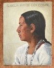 Mid-20th C Guatemalan Mayan Portrait Oil On Linen Latin American Folk Art