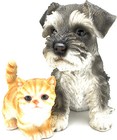 6  New  Schnauzer Puppy Tabby Golden Kitten Cat Collectible Figurine Home Decor