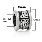 Set Of 6 Big Hole Triquetra Beads For Braid Dreadlock Beard Hair Jewelry 6mm Id