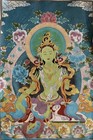 36  Tibetan Cloth Silk Thangka Tibet Buddhism Green Tara Guanyin Tangka Mural