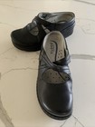 Klogs Women   s Us Size 9w  Black Leather Carolina Shoes Slip In Mary Jane Strap