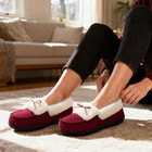Women s Faux Fur Lined Microsuede Moccasin Slipper