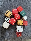 Vintage Antique Dice Lot Of 13 Bakelite Red Green White Cream Glass Game Pieces