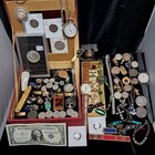 Grandmas Junk Drawer Trinket Lot Coins Vtg   Antique Costume   Sterling Jewelry 