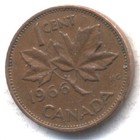 1966 Penny Queen Elizabeth Ii Cent Canada Canadian One Cent Coin  484