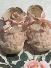 Mrs  Day s Pink Ideal Doll Baby Shoes Size 2 Lace   Ribbon Details Vintage 60 