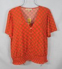 Michael Kors Women s Blouse Xl Sea Coral Logo Chain Print V-neck Top Shirt Nwt