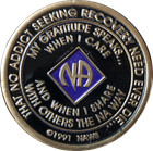 30 Year Na Medallion Triplate Narcotics Anonymous Black Blue   Purple Chip Coin