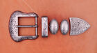Vintage Silver Cowboy Ranger Floral 5 Pc Set Western Belt Buckle Fit 1-1 2  Belt