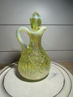 Antique Vtg Moser Vaseline Uranium Yellow Yesteryear Opalescent Carnival Cruet