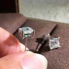 1ct Princess Lab Created Diamond Solitaire Stud Earrings 14k White Gold Finish