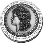 2024 Niue  2 Morgan Dollar Uhr Dual Finish 1 Oz Silver Coin Ngc Ms 70 Fdi