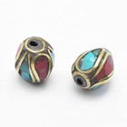 50pcs Synthetic Coral Turquoise Oval Colorful Handmade Indonesia Beads 10 10 5mm