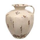 New Primitive Farmhouse Vase Metal Aged Cream Canister Vtg Look Cottage 12 75 t
