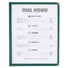 10 Pack 8 1 2  X 11  Green Vinyl Three Page Pocket Clear Restaurant Menu Cover 3