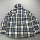 Vtg Ll Bean Shacket Mens Medium Blue Plaid Flannelk Hoodie Snap Shirt Jacket  